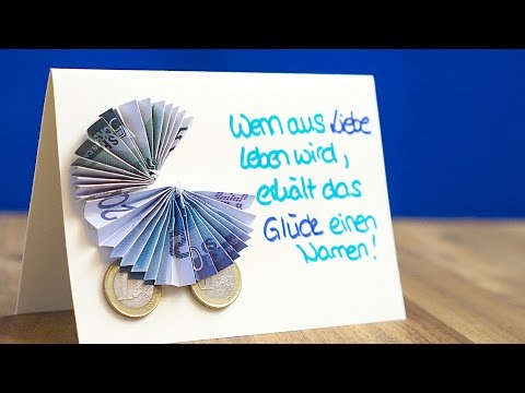 Video-Vorschau: Geldgeschenk zur Babyparty — Kinderwagen aus Geldscheinen falten